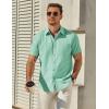 COOFANDY Mens Button Down Short Sleeve Shirt Casual Dress Shirt Untucked Summer Shirts with Pocket(Mint Green)