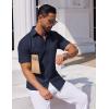 COOFANDY Mens Button Down Short Sleeve Shirt Casual Dress Shirt Untucked Summer Shirts with Pocket(Navy Blue)