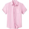 COOFANDY Mens Button Down Short Sleeve Shirt Casual Dress Shirt Untucked Summer Shirts with Pocket(Pink)