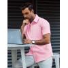 COOFANDY Mens Button Down Short Sleeve Shirt Casual Dress Shirt Untucked Summer Shirts with Pocket(Pink)