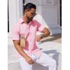 COOFANDY Mens Button Down Short Sleeve Shirt Casual Dress Shirt Untucked Summer Shirts with Pocket(Pink)