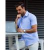 COOFANDY Mens Button Down Short Sleeve Shirt Casual Dress Shirt Untucked Summer Shirts with Pocket(Sky Blue)