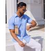 COOFANDY Mens Button Down Short Sleeve Shirt Casual Dress Shirt Untucked Summer Shirts with Pocket(Sky Blue)