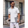 COOFANDY Mens Button Down Short Sleeve Shirt Casual Dress Shirt Untucked Summer Shirts with Pocket(White)