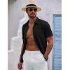 COOFANDY Mens Button Down Short Sleeve Shirts Casual Textured Shirt with Pocket Summer Beach Wedding Shirts(Black)