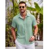 COOFANDY Mens Button Down Short Sleeve Shirts Casual Textured Shirt with Pocket Summer Beach Wedding Shirts(Ice Green)