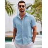 COOFANDY Mens Button Down Short Sleeve Shirts Casual Textured Shirt with Pocket Summer Beach Wedding Shirts(Light Blue)