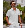 COOFANDY Mens Button Down Short Sleeve Shirts Casual Textured Shirt with Pocket Summer Beach Wedding Shirts(White)