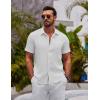 COOFANDY Mens Button Down Short Sleeve Shirts Casual Textured Shirt with Pocket Summer Beach Wedding Shirts(White)