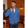 COOFANDY Men’s Cardigan Sweater Slim Fit Stand Collar Cardigan Casual Cable Knitted Button Down Sweater with Pockets(Blue)