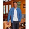 COOFANDY Men’s Cardigan Sweater Slim Fit Stand Collar Cardigan Casual Cable Knitted Button Down Sweater with Pockets(Blue)