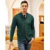COOFANDY Men’s Cardigan Sweater Slim Fit Stand Collar Cardigan Casual Cable Knitted Button Down Sweater with Pockets(Green)