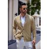 COOFANDY Men’s Cardigan Sweater Slim Fit Stand Collar Cardigan Casual Cable Knitted Button Down Sweater with Pockets(Khaki)