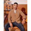 COOFANDY Men’s Cardigan Sweater Slim Fit Stand Collar Cardigan Casual Cable Knitted Button Down Sweater with Pockets(Light Caramel)