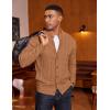COOFANDY Men’s Cardigan Sweater Slim Fit Stand Collar Cardigan Casual Cable Knitted Button Down Sweater with Pockets(Light Caramel)