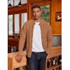 COOFANDY Men’s Cardigan Sweater Slim Fit Stand Collar Cardigan Casual Cable Knitted Button Down Sweater with Pockets(Light Caramel)