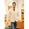 COOFANDY Men’s Cardigan Sweater Slim Fit Stand Collar Cardigan Casual Cable Knitted Button Down Sweater with Pockets(Light Khaki)