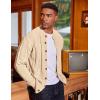 COOFANDY Men’s Cardigan Sweater Slim Fit Stand Collar Cardigan Casual Cable Knitted Button Down Sweater with Pockets(Light Khaki)