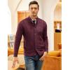 COOFANDY Men’s Cardigan Sweater Slim Fit Stand Collar Cardigan Casual Cable Knitted Button Down Sweater with Pockets(Wine Red)