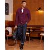 COOFANDY Men’s Cardigan Sweater Slim Fit Stand Collar Cardigan Casual Cable Knitted Button Down Sweater with Pockets(Wine Red)