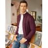 COOFANDY Men’s Cardigan Sweater Slim Fit Stand Collar Cardigan Casual Cable Knitted Button Down Sweater with Pockets(Wine Red)