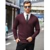 COOFANDY Mens Cardigan Sweaters Long Sleeve V Neck Cardigans Lightweight Knitted Button Down Sweaters with Pockets(Wine Red)