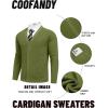 COOFANDY Men’s Cardigan Sweaters with Button Lightweight Casual V Neck Long Sleeve Pockets Knitted Sweater(Army Green)