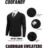 COOFANDY Men’s Cardigan Sweaters with Button Lightweight Casual V Neck Long Sleeve Pockets Knitted Sweater(Black)