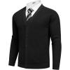 COOFANDY Men’s Cardigan Sweaters with Button Lightweight Casual V Neck Long Sleeve Pockets Knitted Sweater(Black)