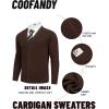 COOFANDY Men’s Cardigan Sweaters with Button Lightweight Casual V Neck Long Sleeve Pockets Knitted Sweater(Brown)