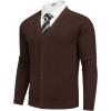 COOFANDY Men’s Cardigan Sweaters with Button Lightweight Casual V Neck Long Sleeve Pockets Knitted Sweater(Brown)