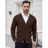 COOFANDY Men’s Cardigan Sweaters with Button Lightweight Casual V Neck Long Sleeve Pockets Knitted Sweater(Brown)