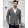 COOFANDY Men’s Cardigan Sweaters with Button Lightweight Casual V Neck Long Sleeve Pockets Knitted Sweater(Dark Grey)