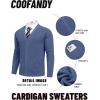 COOFANDY Men’s Cardigan Sweaters with Button Lightweight Casual V Neck Long Sleeve Pockets Knitted Sweater(Dusty Blue)