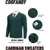 COOFANDY Men’s Cardigan Sweaters with Button Lightweight Casual V Neck Long Sleeve Pockets Knitted Sweater(Green)