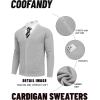 COOFANDY Men’s Cardigan Sweaters with Button Lightweight Casual V Neck Long Sleeve Pockets Knitted Sweater(Light Grey)