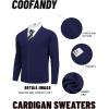 COOFANDY Men’s Cardigan Sweaters with Button Lightweight Casual V Neck Long Sleeve Pockets Knitted Sweater(Navy Blue)
