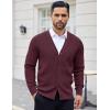 COOFANDY Men’s Cardigan Sweaters with Button Lightweight Casual V Neck Long Sleeve Pockets Knitted Sweater(Red)