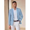 COOFANDY Men’s Casual Blazer Lightweight Slim Fit Suit Jacket Two Button Cotton Sport Coats(Light Blue)