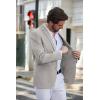 COOFANDY Men’s Casual Blazer Slim Fit Sport Coats Two Button Knit Textured Suit Jacket(Light Grey)