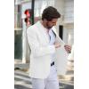 COOFANDY Men’s Casual Blazer Slim Fit Sport Coats Two Button Knit Textured Suit Jacket(White)