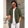 COOFANDY Mens Casual Button Down Shirt Long Sleeve Lightweight Jacket Fashion Textured Shirts(Army Green)