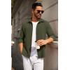 COOFANDY Mens Casual Button Down Shirt Long Sleeve Lightweight Jacket Fashion Textured Shirts(Army Green)