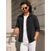 COOFANDY Mens Casual Button Down Shirt Long Sleeve Lightweight Jacket Fashion Textured Shirts(Black)