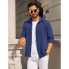 COOFANDY Mens Casual Button Down Shirt Long Sleeve Lightweight Jacket Fashion Textured Shirts(Blue)