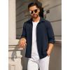 COOFANDY Mens Casual Button Down Shirt Long Sleeve Lightweight Jacket Fashion Textured Shirts(Dark Blue)