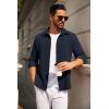 COOFANDY Mens Casual Button Down Shirt Long Sleeve Lightweight Jacket Fashion Textured Shirts(Dark Blue)