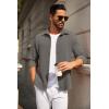 COOFANDY Mens Casual Button Down Shirt Long Sleeve Lightweight Jacket Fashion Textured Shirts(Dark Grey)