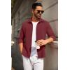COOFANDY Mens Casual Button Down Shirt Long Sleeve Lightweight Jacket Fashion Textured Shirts(Dark Red)