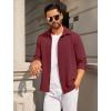COOFANDY Mens Casual Button Down Shirt Long Sleeve Lightweight Jacket Fashion Textured Shirts(Dark Red)